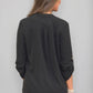 Blusa feminina Frankie &amp; Pop de manga comprida com botões e detalhes leves em chiffon, tamanho pequeno, preta