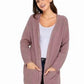 Cardigan feminino Frankie &amp; Pop com manga comprida e bolso frontal, rosa, tamanho pequeno