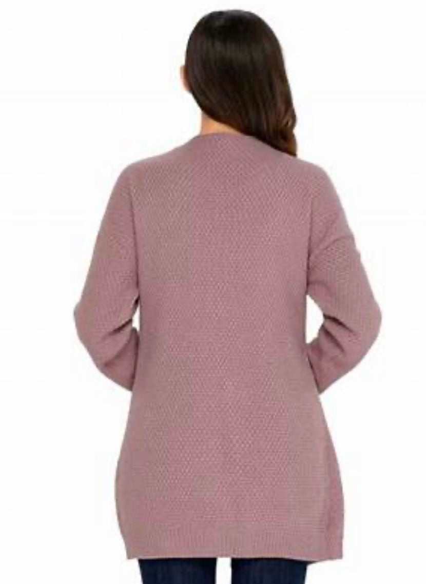 Cardigan feminino Frankie &amp; Pop com manga comprida e bolso frontal, rosa, tamanho pequeno