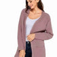 Cardigan feminino Frankie &amp; Pop com manga comprida e bolso frontal, rosa, tamanho pequeno