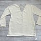 Blusa de malha com decote em V e manga comprida Frankie &amp; Pop feminina, branca, tamanho grande