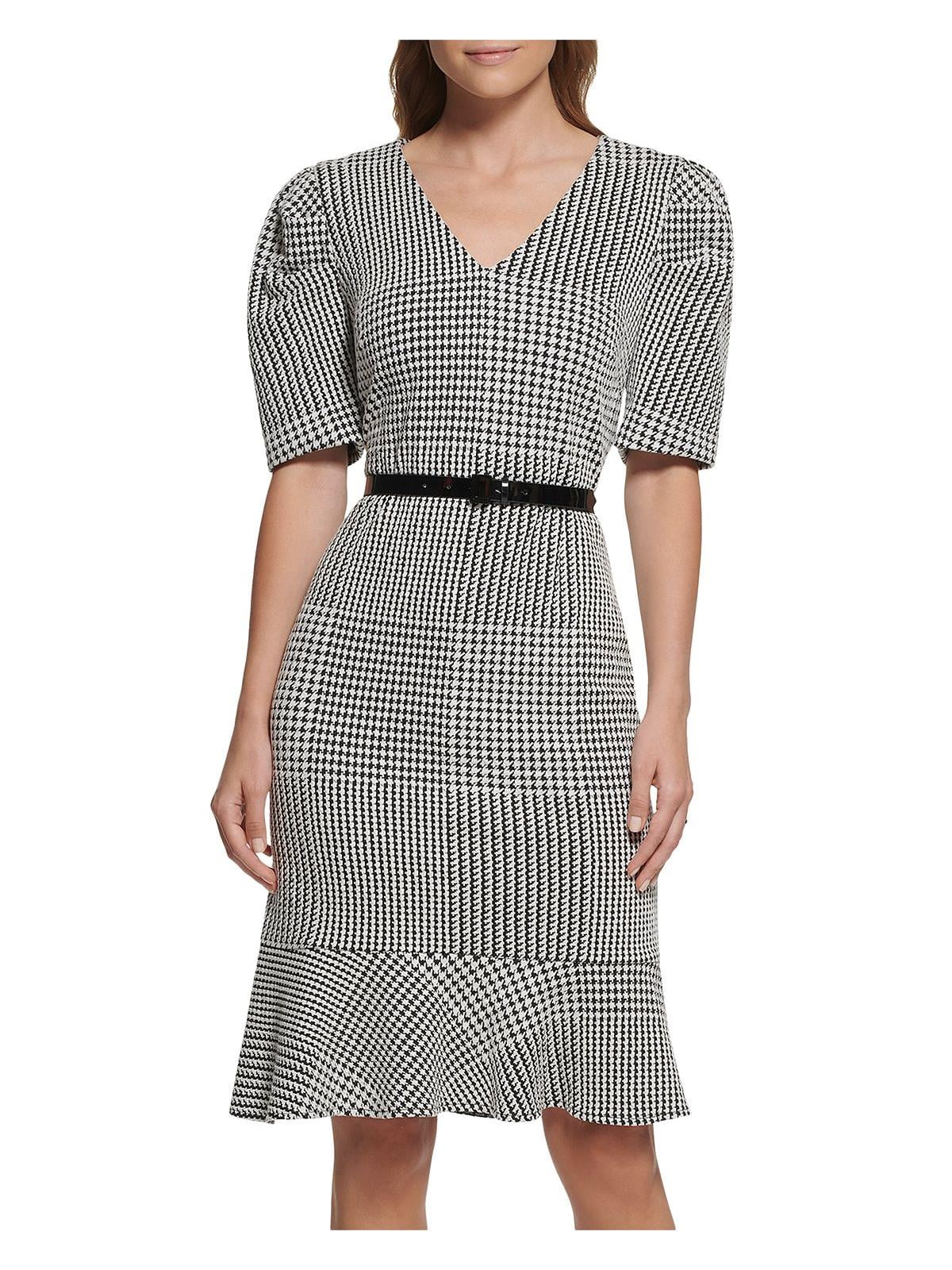 Vestido feminino Karl Lagerfeld Paris com decote em V e cinto, tamanho 2, cor carvão