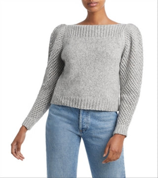 LoveShackFancy Rosie Wool Boat Neck Sweater Gray Size M