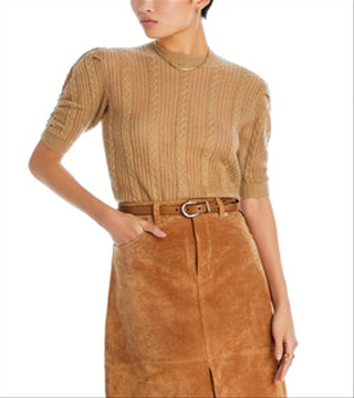 Suéter canelado Pointelle de cashmere com armação bege tamanho XL