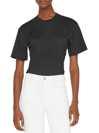 Camiseta espartilho franzida de algodão orgânico Frame, preta, tamanho B4