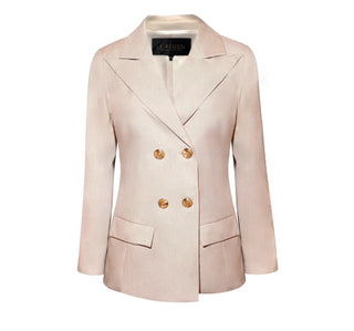 Blazer de lã trespassado Louise – Estilo clássico feminino