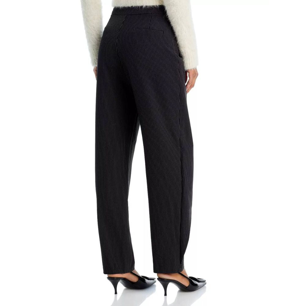 Calça assimétrica listrada Lucy Paris, cor carvão