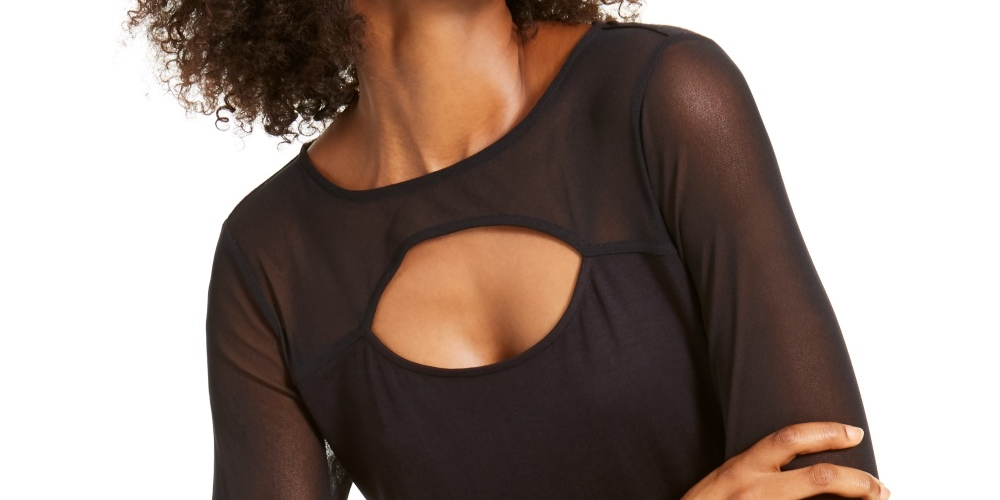 Top Petite Illusion Feminino INC International Concepts Preto Tamanho Pequeno Grande