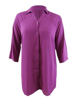 Camisa túnica feminina Alfani Roll-Tab rosa tamanho médio