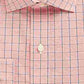 Camisa social masculina Club Room com estampa de janela xadrez e gola pontiaguda, ajuste clássico, elástica, tamanho rosa, 18x34-35