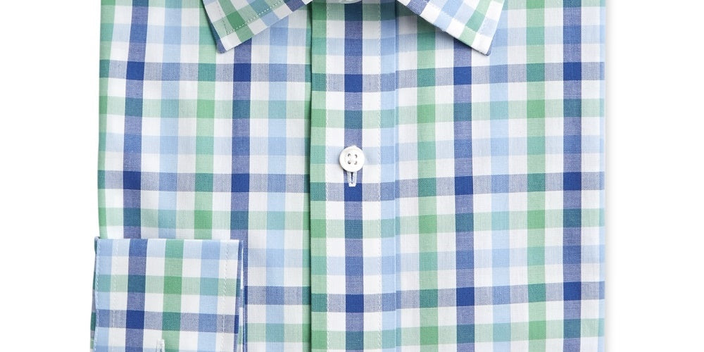 Camisa social masculina Club Room Classic Regular Fit Performance Multi Gingham Verde Tamanho 16X34X35