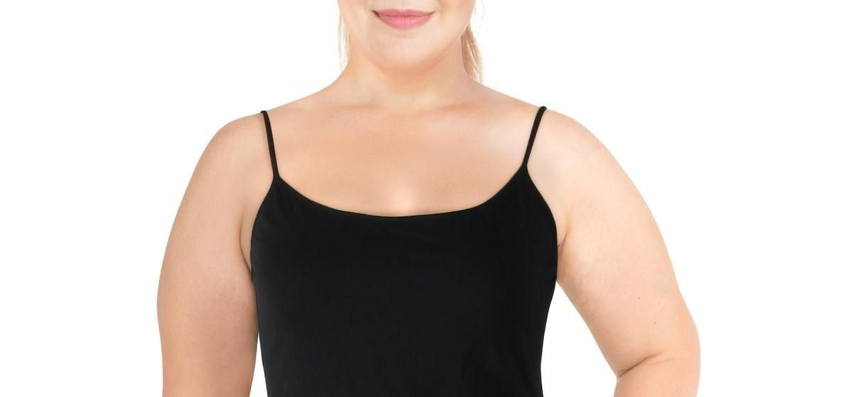 Camisola curta sem mangas feminina Maison Jules, preta, tamanho grande