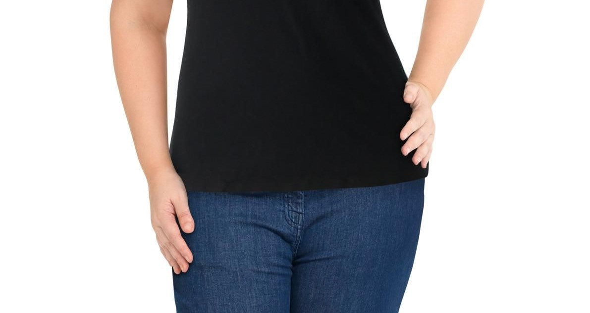 Camisola curta sem mangas feminina Maison Jules, preta, tamanho grande