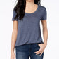 Camiseta feminina Maison Jules com decote redondo, azul, tamanho médio