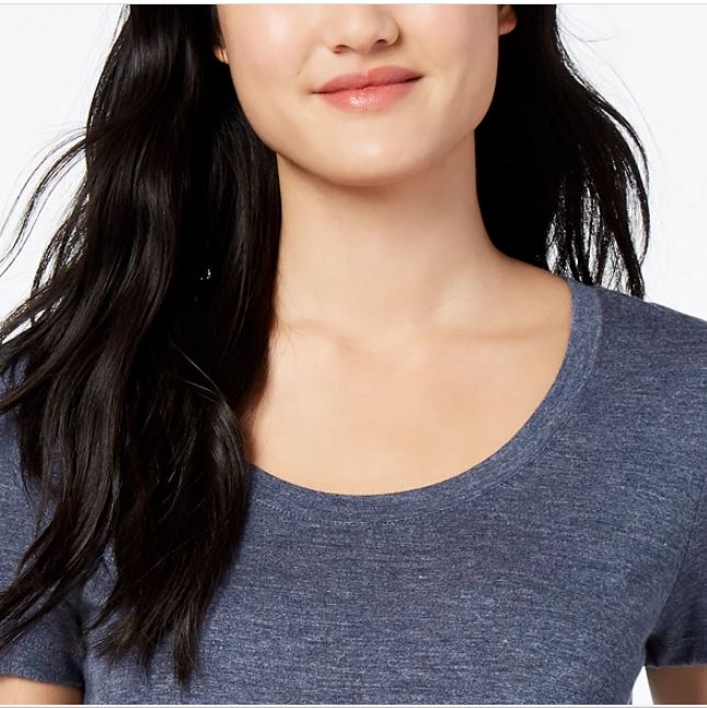 Camiseta feminina Maison Jules com decote redondo, azul, tamanho médio