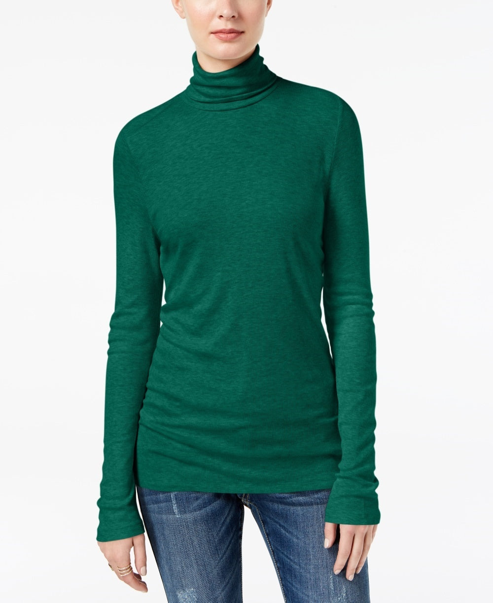 INC International Concepts Feminino Gola Alta em Malha Canelada Verde Tamanho XX-G