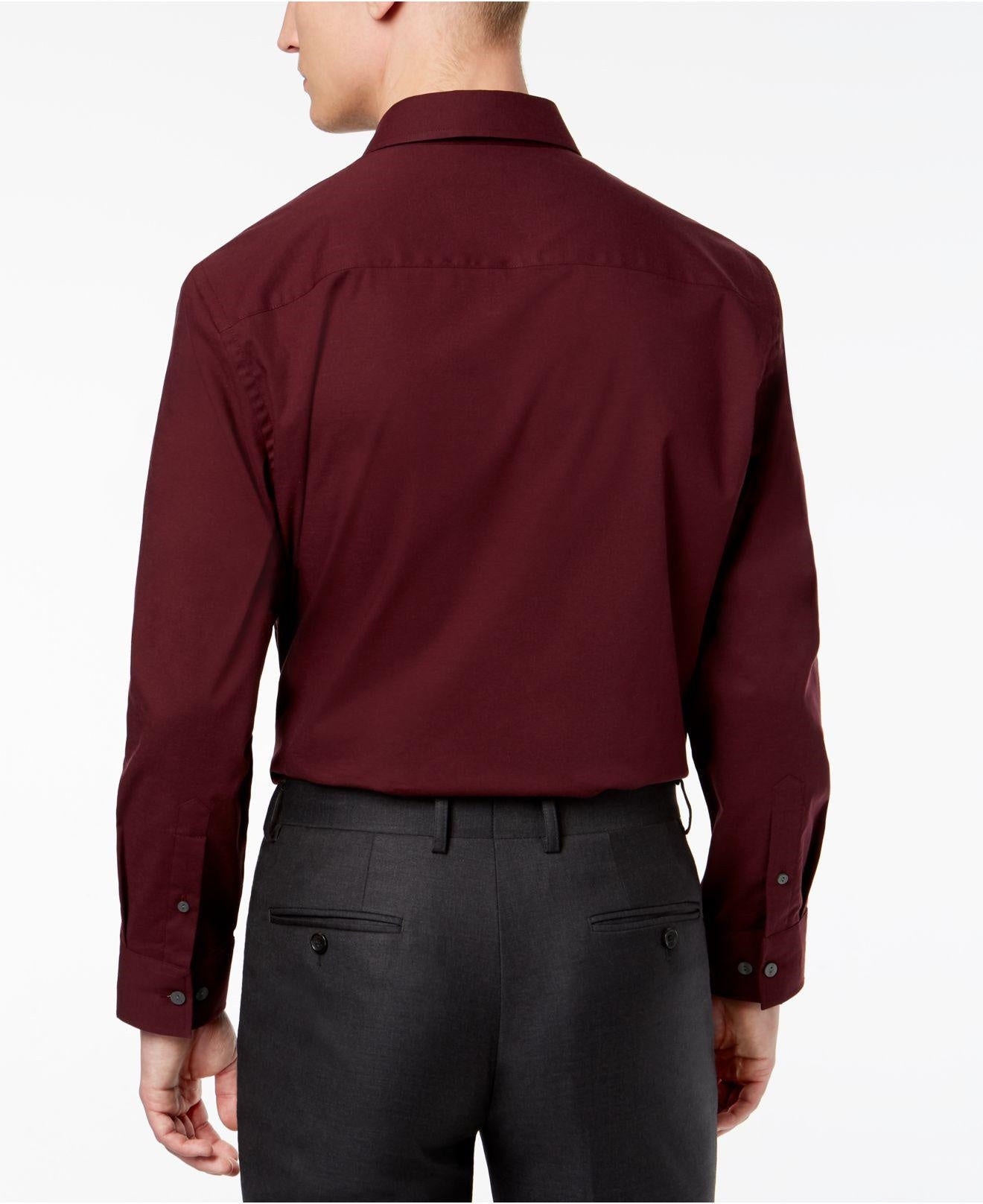 Camisa social elástica com gola clássica Alfani masculina, tamanho vinho, tamanho pequeno
