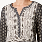 Top feminino estampado estilo camponês preto tamanho pequeno extragrande