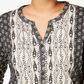 Blusa feminina plus size de algodão com estampa mista e estampa camponesa, estilo &amp; co, preta, tamanho 0X