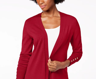 Cardigan feminino Charter Club com frente aberta, vermelho, tamanho extra grande