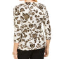 JM Collection Top jacquard feminino com detalhes bege, tamanho extragrande