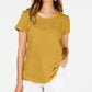 Camiseta feminina de algodão com mangas compridas Style &amp; Co, tamanho P, dourada