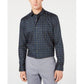 Camisa social masculina Bar III Slim Fit Stretch de fácil cuidado com estampa floral aquarela azul escuro tamanho 17,5x36-37