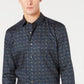 Camisa social masculina Bar III Slim Fit Stretch de fácil cuidado com estampa floral aquarela azul escuro tamanho 17,5x36-37