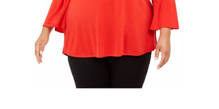 Túnica Alfani Feminina com Apliques de Um Ombro, Média, Vermelha, Tamanho 1X