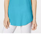 Camiseta feminina JM Collection com ombros descobertos e manga curta, azul brilhante, tamanho pequeno