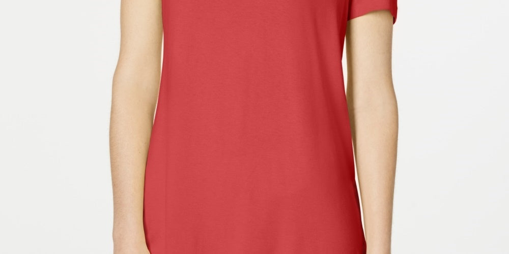 Camiseta feminina JM Collection com ombros descobertos e alças finas, vermelha, tamanho XX-G