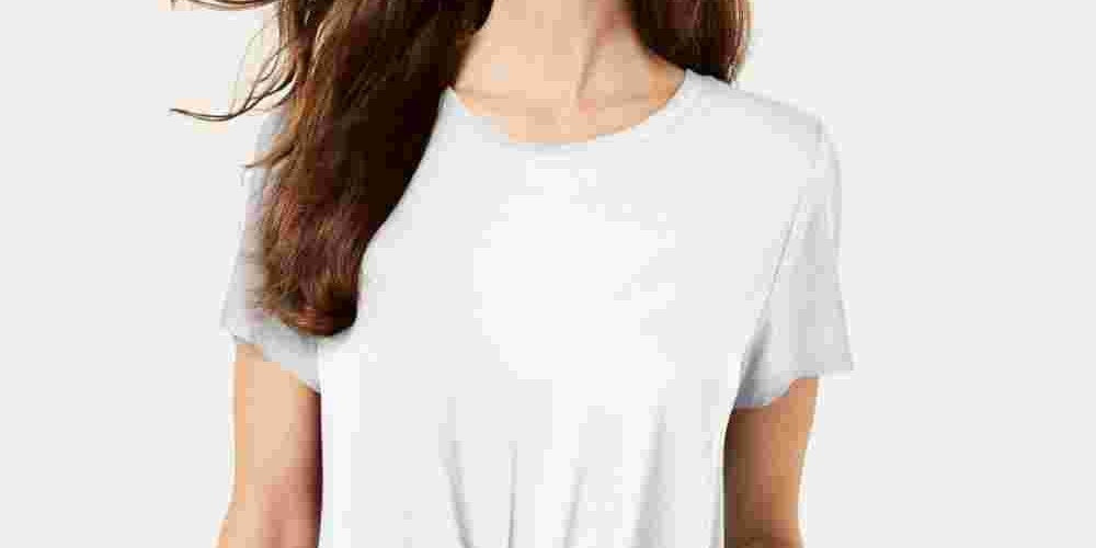 Top feminino com frente torcida estilo &amp; co, branco, tamanho extragrande