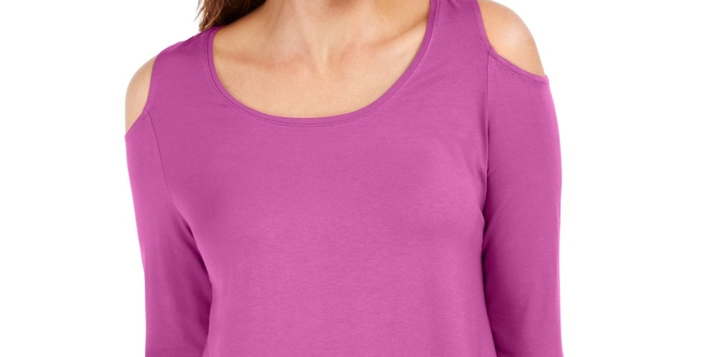 JM Collection Top feminino ombro a ombro, rosa médio, tamanho pequeno