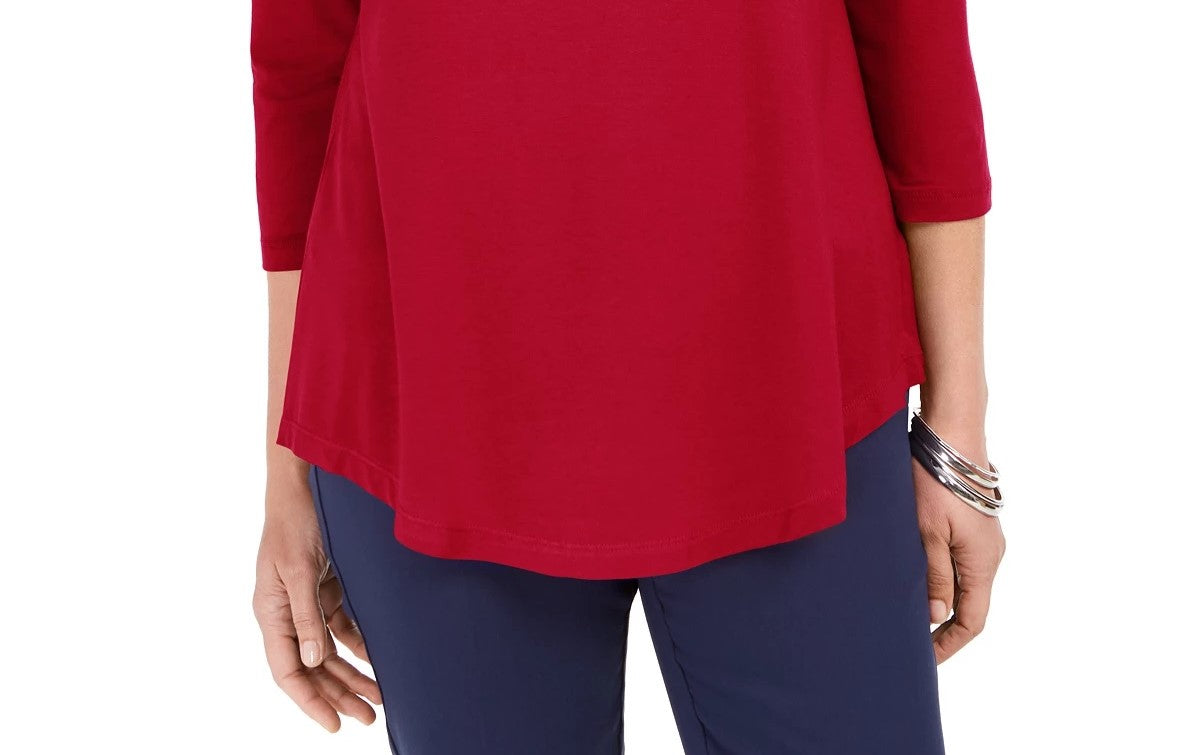 JM Collection Blusa feminina com ombros descobertos, vermelha, tamanho pequeno