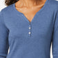 Karen Scott Top Henley de Algodão Feminino Azul Tamanho P