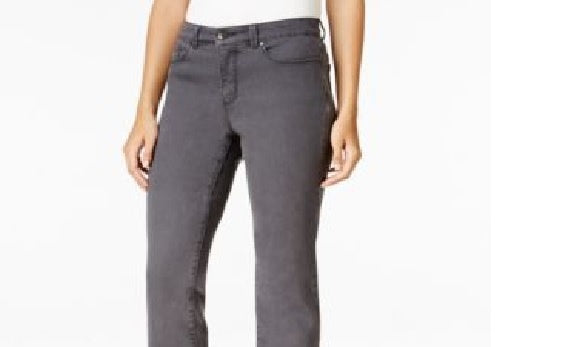 Calça jeans feminina Lexington reta, cinza, tamanho 8, Charter Club