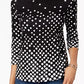Camiseta feminina Charter Club de algodão Pima com estampa de botões e ombros, preta, tamanho X-S