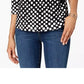 Camiseta feminina Charter Club de algodão Pima com estampa de botões e ombros, preta, tamanho X-S