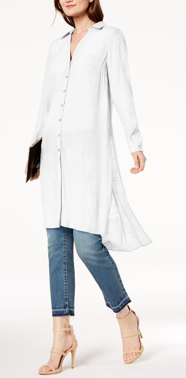 Túnica feminina alta e baixa da INC International Concepts, branca, tamanho X-S