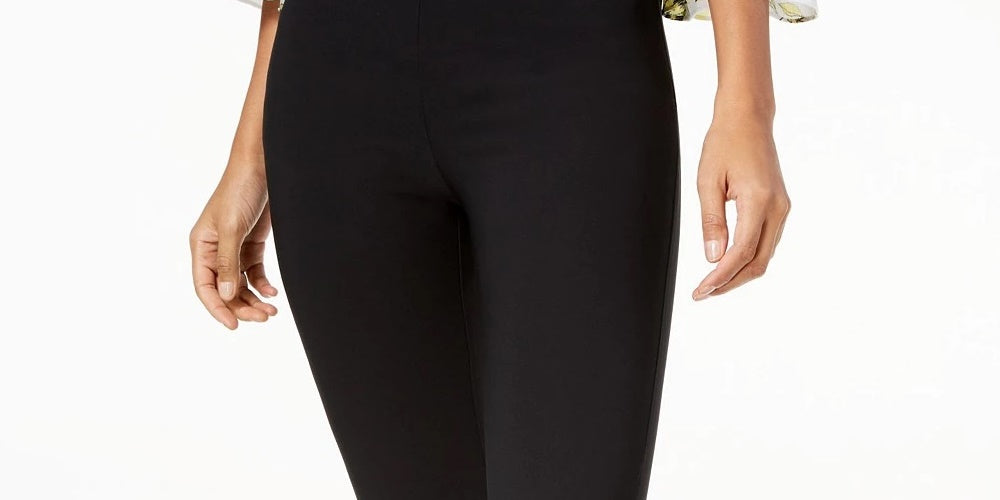 Calça skinny com babados e tornozelo feminina INC International Concepts, preta, tamanho 8