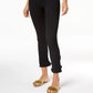 Calça skinny com babados e tornozelo feminina INC International Concepts, preta, tamanho 8