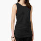Blusa sem mangas Alfani feminina, decote redondo e franzido, preta, tamanho X-S
