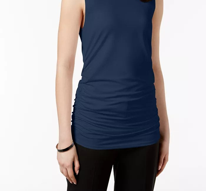 Blusa sem mangas Alfani feminina azul escuro, tamanho médio