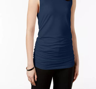 Blusa sem mangas Alfani feminina azul escuro, tamanho médio