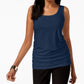 Blusa regata feminina Alfani com decote redondo e franzido, azul escuro, tamanho médio