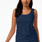Blusa regata feminina Alfani com decote redondo e franzido, azul escuro, tamanho médio