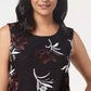 Blusa feminina Alfani preta assimétrica com decote em joia e estampa floral, tamanho pequeno, vermelha