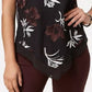 Blusa feminina Alfani preta assimétrica com decote em joia e estampa floral, tamanho pequeno, vermelha