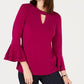 Charter Club Blusa Feminina Manga Sino com Decote em V Roxo Tamanho X-G
