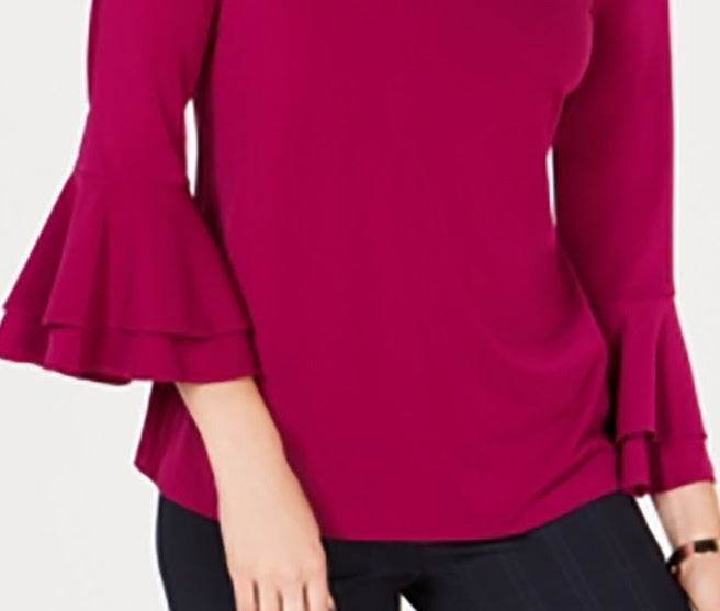 Charter Club Blusa Feminina Manga Sino com Decote em V Roxo Tamanho X-G